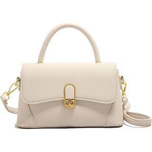 Women’s PU Small Twist Lock Shoulder Handbag with Dual Straps